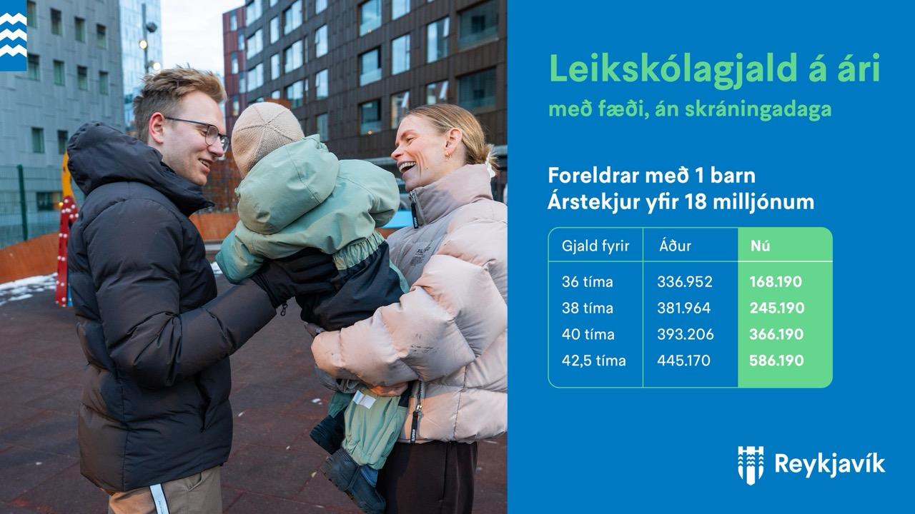 Leikskólaleiðin, dæmi sem sýna mismunandi afsláttarflokka.