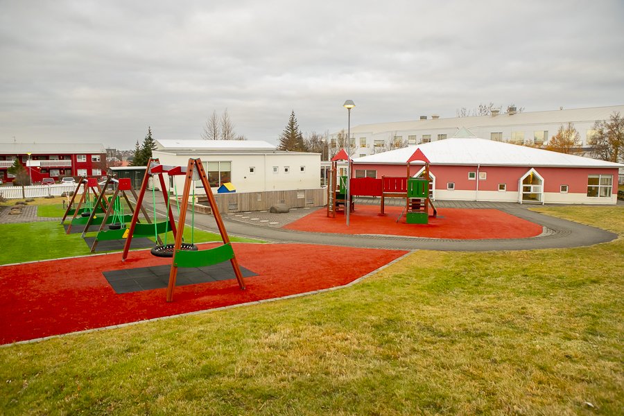 Playground equipment on the grounds of Klettaborg.