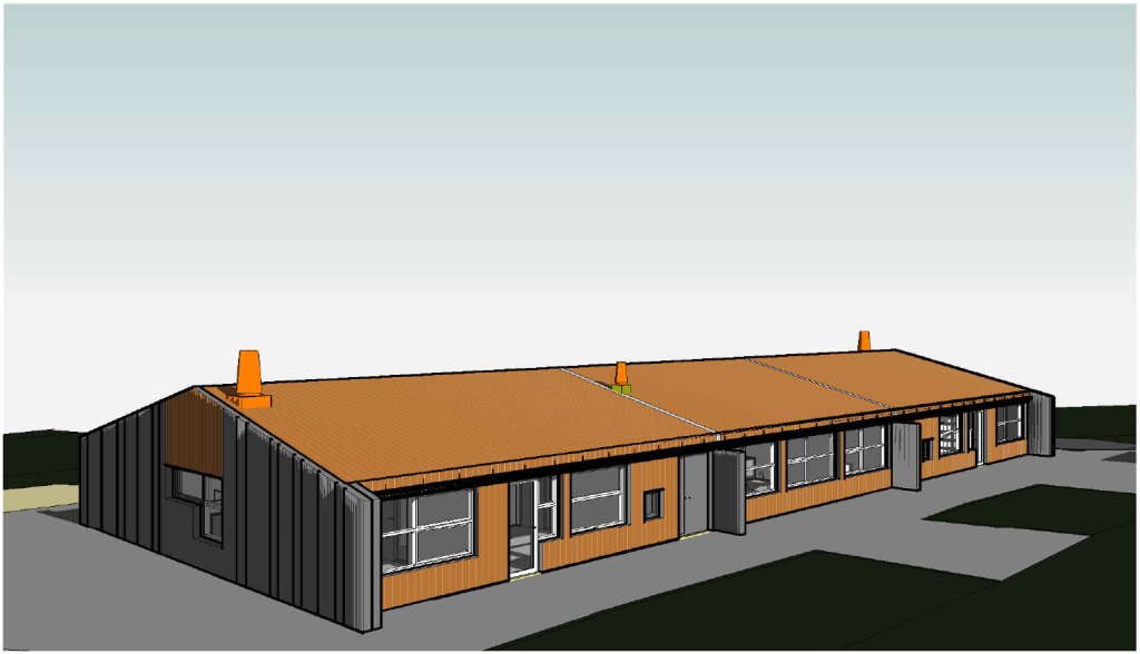 Norðaustur ásýnd - Arkitektateikning
