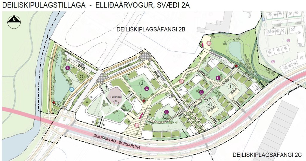 Kort af deiliskipulaginu