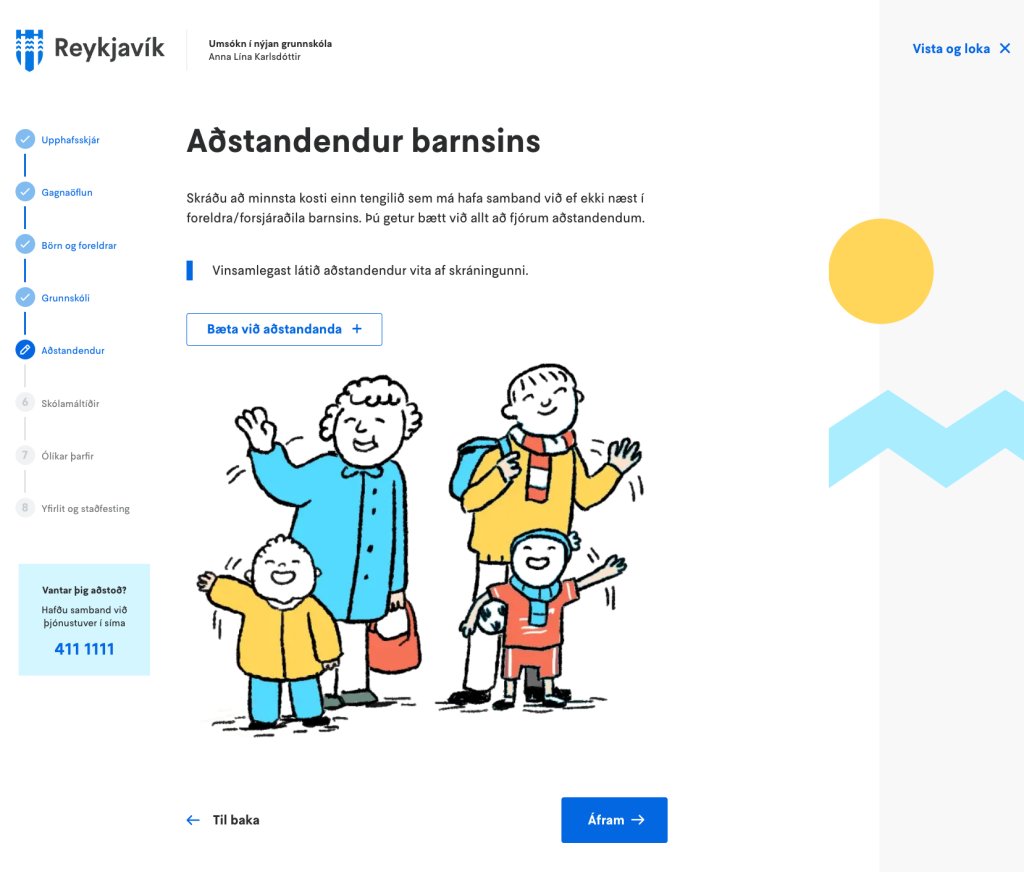 Skjáskot af umsókn um nýjan grunnskóla á Mínum síðum
