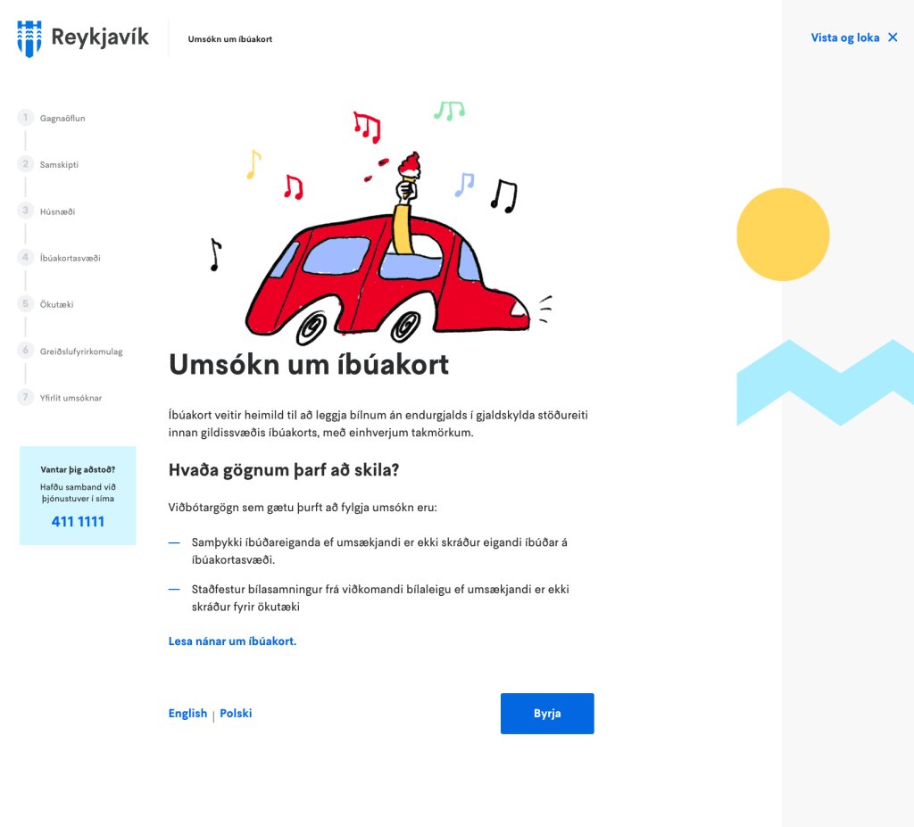 Skjáskot af umsókn um íbúakort