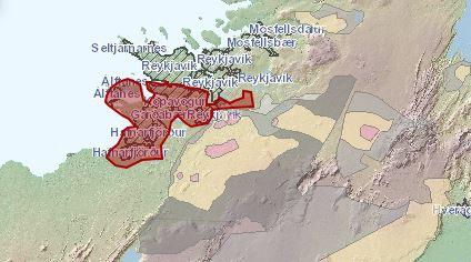 Graphic map of the capital area. Red-colored areas in Kópavogur, Hafnarfjörður, Breiðholt and other locations showing areas without hot water in August 2024.