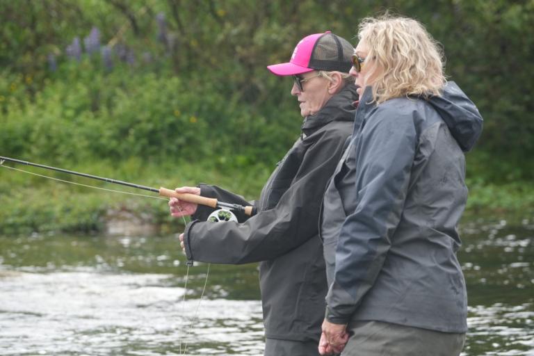 Focused on the fishing.