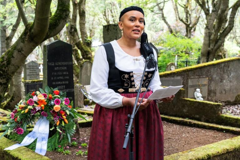 Sanna Magdalena Mörtudóttir, forseti borgarstjórnar,flutti ávarp við athöfnina.