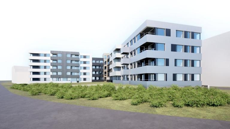 Drawing of multi-family residence at Haukahlíð 18