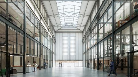 Séð yfir túrbínusalinn í Toppstöðinni.