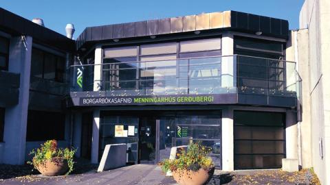 Lower floor entrance to Gerðuberg City Library.