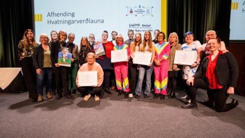 Allir verðlaunahafar saman á mynd.
