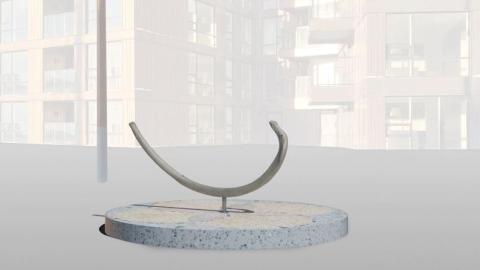 The artwork "Rif" by Anna Júlía Friðbjörnsdóttir, which was selected in the competition for an outdoor artwork in Vesturvin. Graphic image.