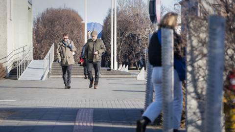 People walking around the university campus.