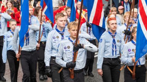 The scouts are leading today's parade.