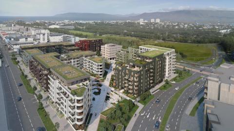 Illustrated overview of the Orkan Site buildings and surroundings.