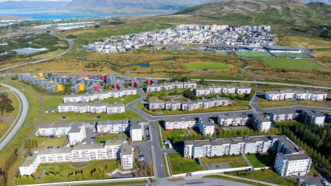Aerial view of Grafarholt and Úlfarsárdalur