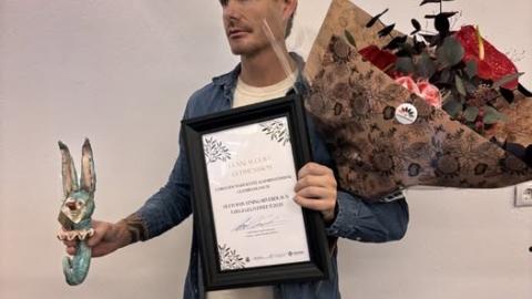 Mynd af Gunnlaugi Víði í Gleðibankanum.