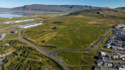 aerial view over Úlfarsfell