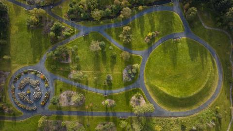 Loftmynd af Grasagarðinum