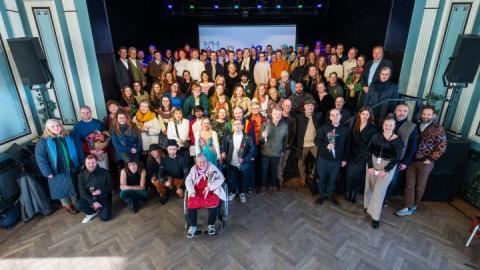 Grant recipients and guests after the grant ceremony at Iðnó.