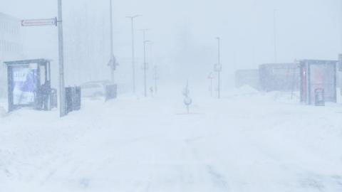 Empty streets during this morning's storm
