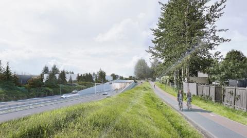 A rendering of the proposed Sæbraut Highway Cap. 
