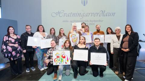 From the recreational activity awards celebration in Reykjavík. Höfuðið í bleyti.