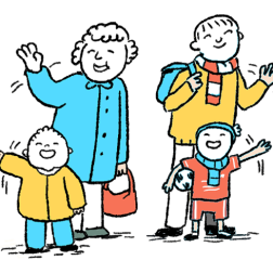 Illustration of students and parents heading to winter break