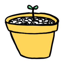 Illustration of a cutting in a flower pot.