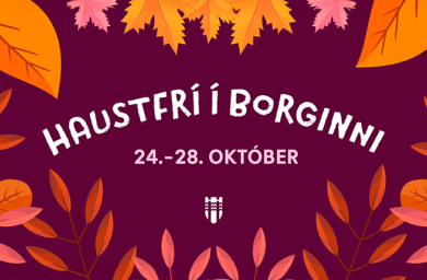 Teikning af haustlegum laufblöðum fyrir haustfrí grunnskóla.