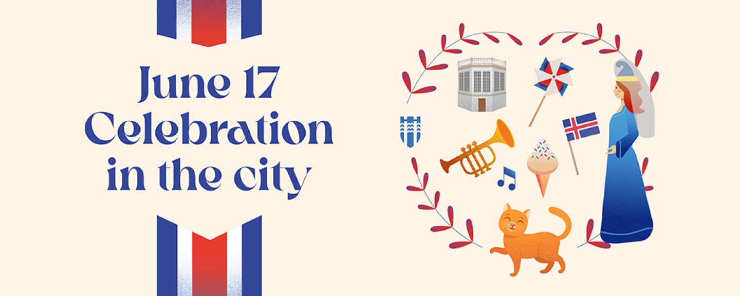 17. júní teiknuð mynd