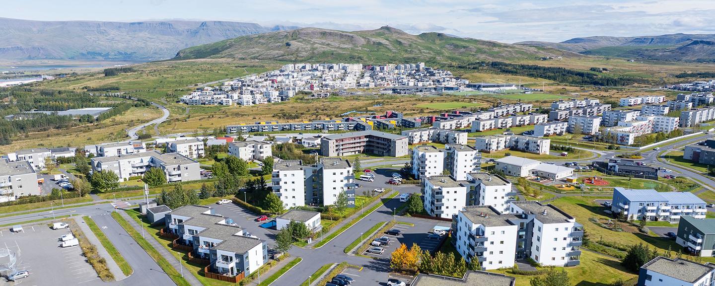 Loftmynd af Grafarholti og Úlfarsárdal.